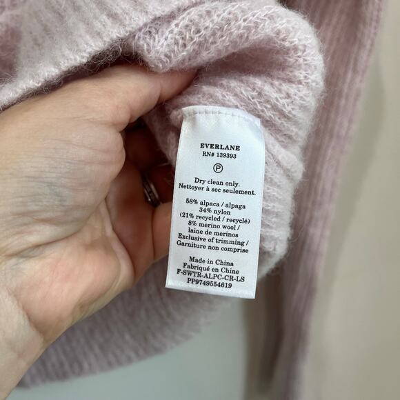 Everlane Alpaca Merino Sweater S Pink Soft Fuzzy Knit Minimalist Cozy Top - Picture 5 of 6